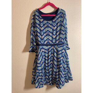 Zunie Long Sleeve Lined Dress Girls Size Large (14/18) Blue AC2